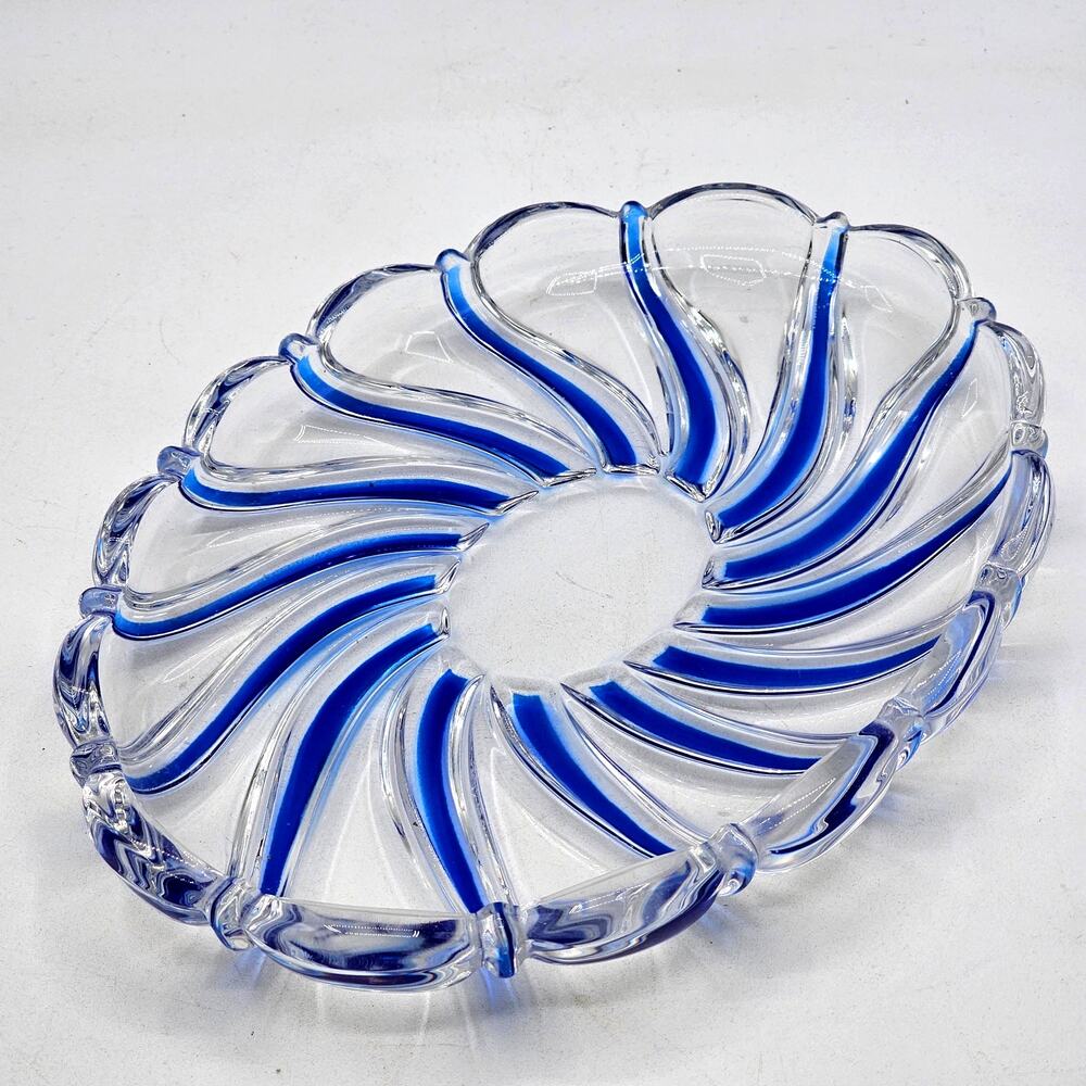Mikasa Cobalt Blue Swirl Crystal Dish